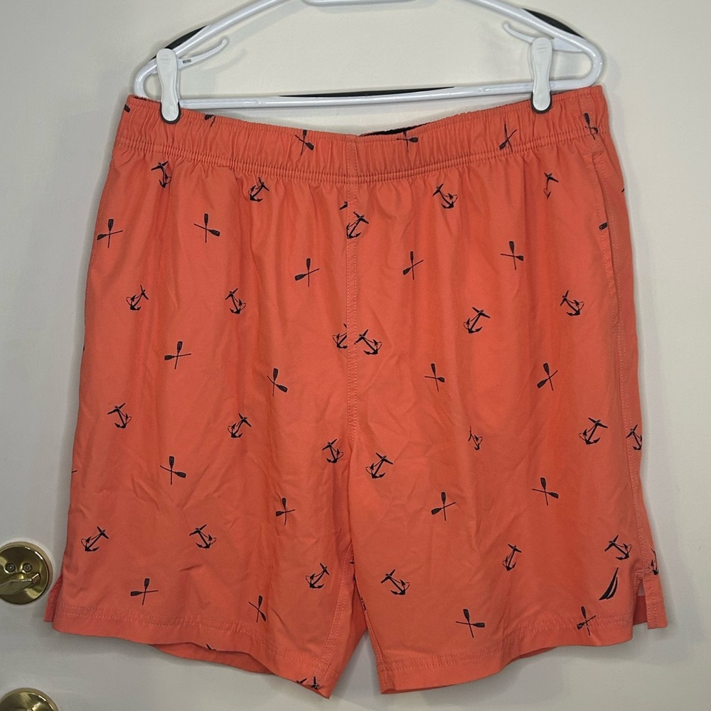 Nautica Navy and Coral Men’s Swim Trunks Size XL
